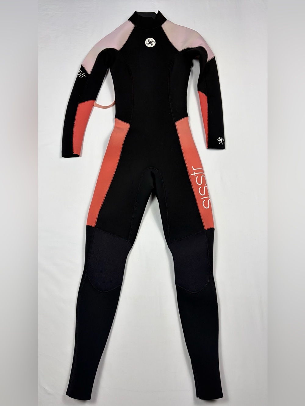 Sisstrevolution Women’s 3/2 Chest Zip Full Wetsuit Size 2 Black Pink